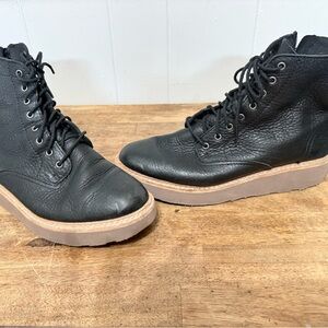 Clark Black Leather Lace-Up Boots size 8